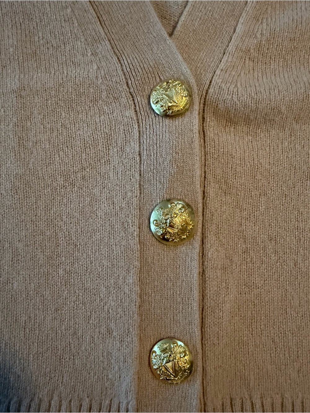 100% Cashmere Veronica Beard Camel V-Neck Button Cardigan - Picture 3 of 8